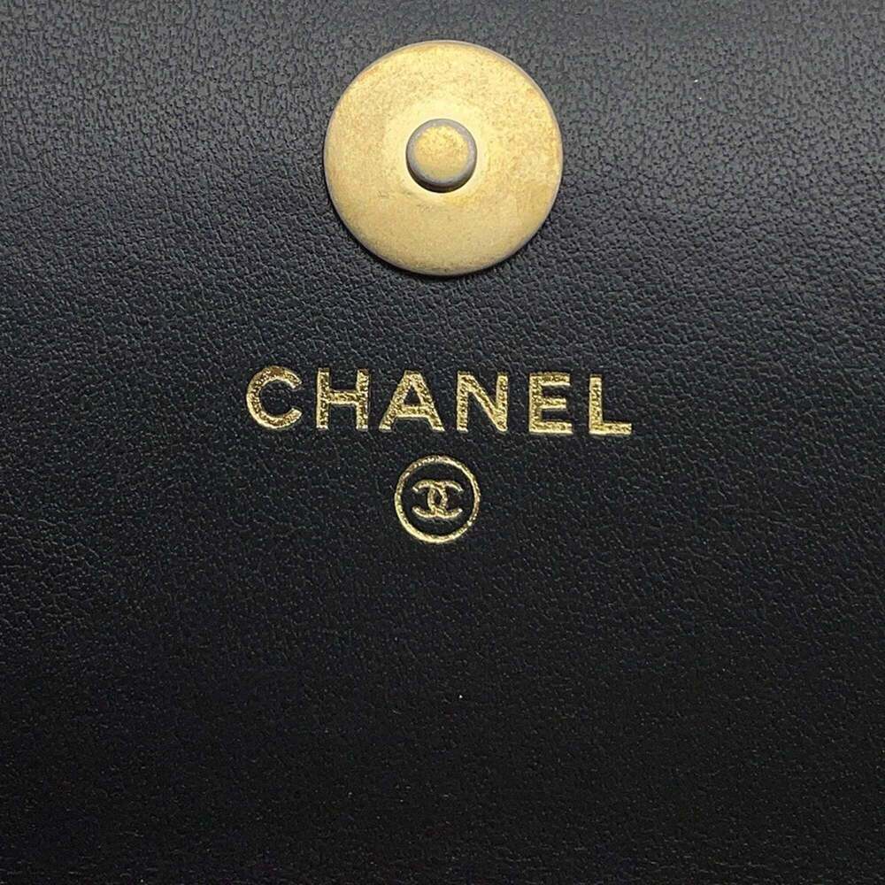 CHANEL Authentic Black Leather Logo Wallet - Picture 12 of 14